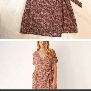 Frank and Oak wrap floral pink mini /midi dress size Medium